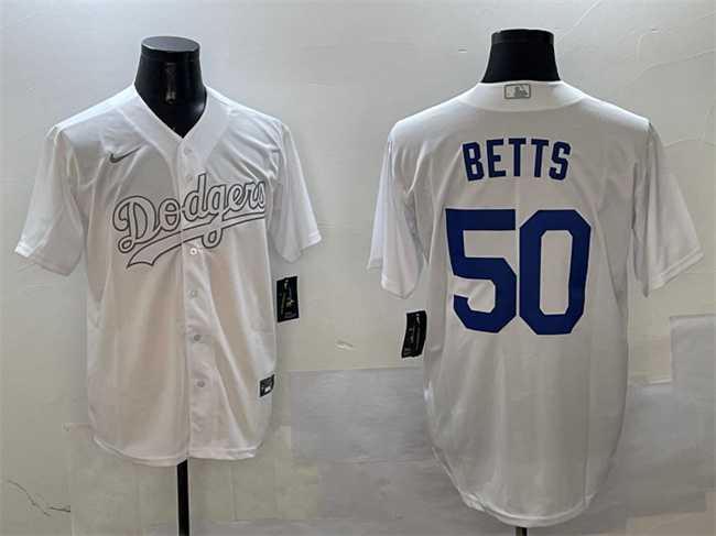 Men%27s Los Angeles Dodgers #50 Mookie Betts White Fashion Cool Base Stitched Jersey->los angeles dodgers->MLB Jersey